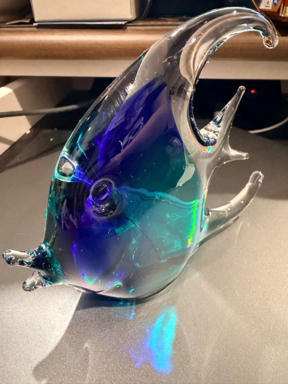 Murano Blue and Teal Glass Fish Sculpture - Picture 6 of 6